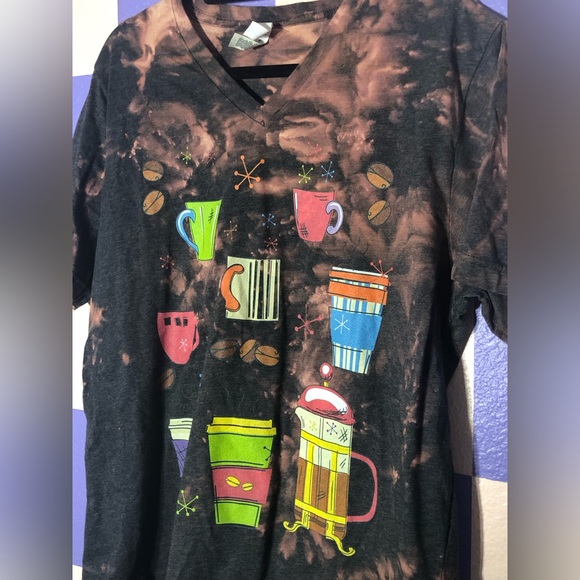 NWOT Coffee Options V-Neck Heather Grey Acid Wash Tee - Size XL - Picture 2 of 4